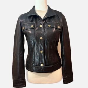 Genuine LEATHER black coat from Banana Republic